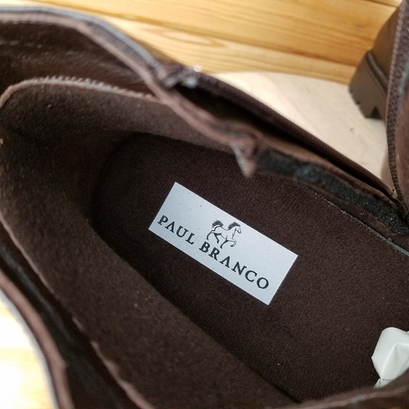 Men's 100% Genuine Leather Brown Ankle Boots by Paul Branco Side Zip Lace-up 11M - Picture 5 of 13